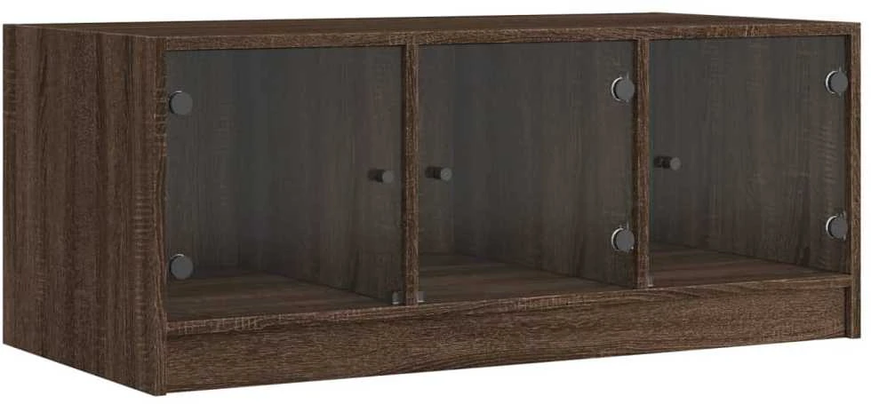 Kavos staliukas su stiklinėmis durelėmis, rudas, 102x50x42cm