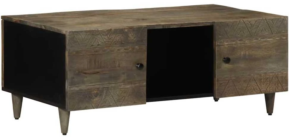 kavos staliukas šviesiai pilkas 100x54x40cm medžio masyvo mango