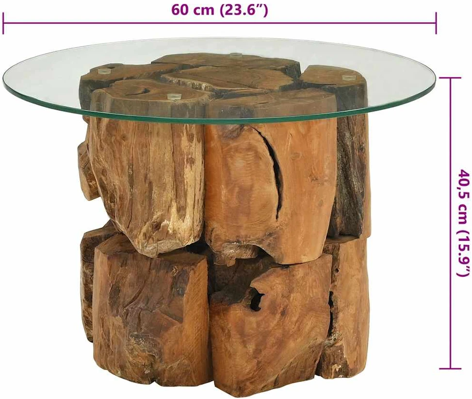 Kavos staliukas, tikmedžio medienos masyvas, 60 cm