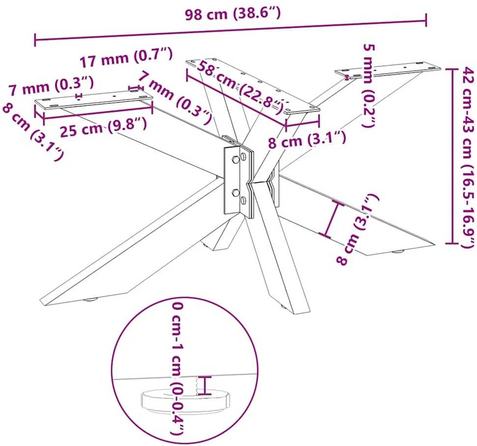 Kavos staliuko koja, voro formos, antracito spalvos, 98x58x(42-43) cm, plienas