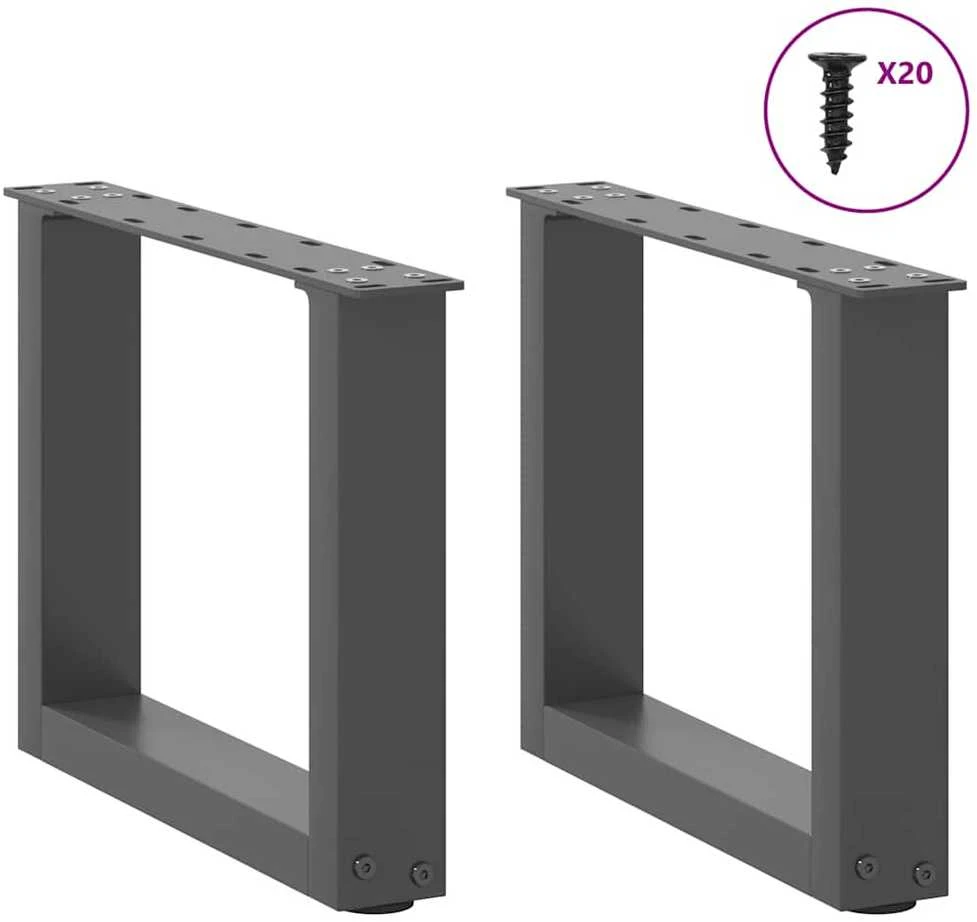 Kavos staliuko kojelės, 2 vnt., antracito spalvos, 40x(30-31) cm, plienas, U formos