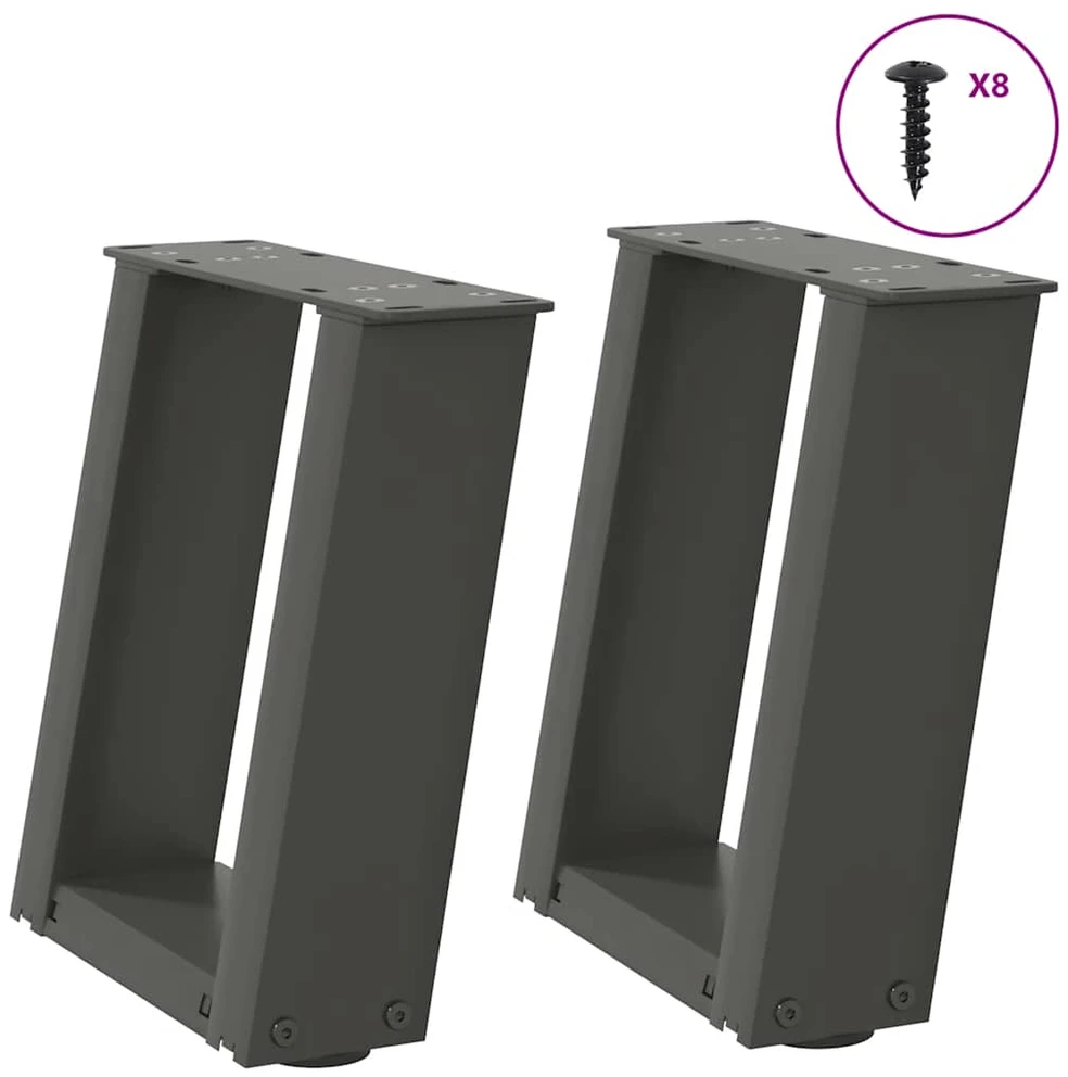 Kavos staliuko kojelės, 2 vnt., antracito spalvos, 30x(30-31) cm, plienas