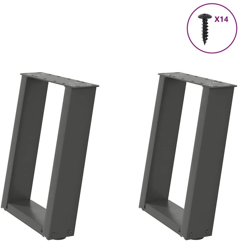 Kavos staliuko kojelės, 2 vnt., antracito spalvos, 38x(42-43) cm, plienas