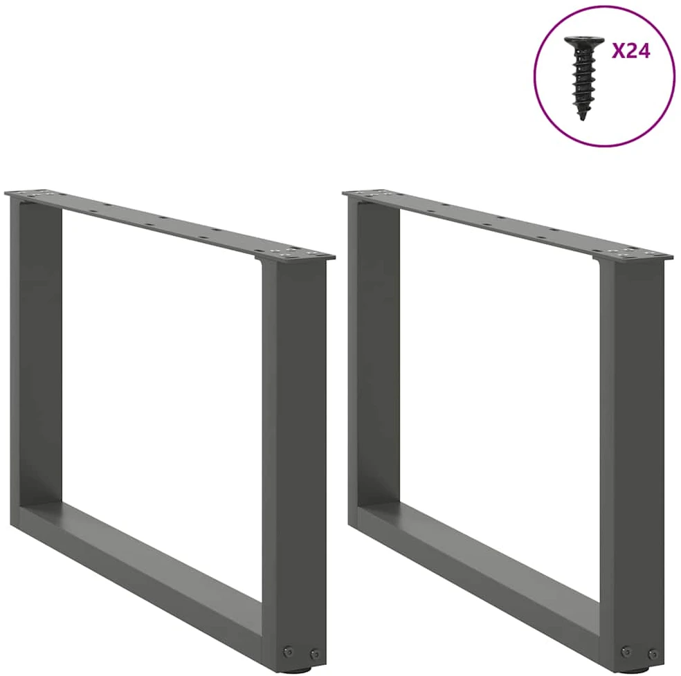 Kavos staliuko kojelės, 2 vnt., antracito spalvos, 60x(42-43) cm, plienas