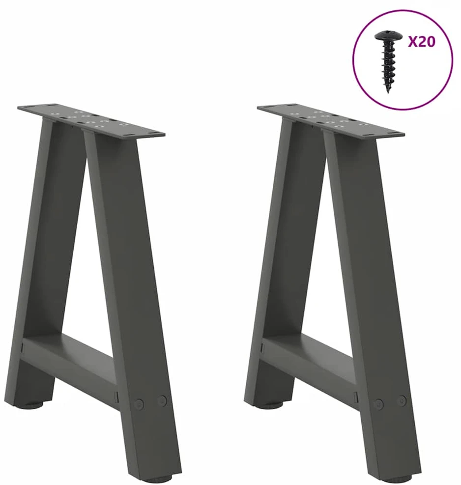 Kavos staliuko kojelės, 2 vnt., antracito spalvos, 50x(42-43) cm, plienas