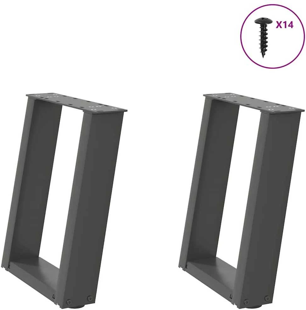 Kavos staliuko kojelės, 2 vnt., antracito spalvos, 38x(42-43) cm, plienas