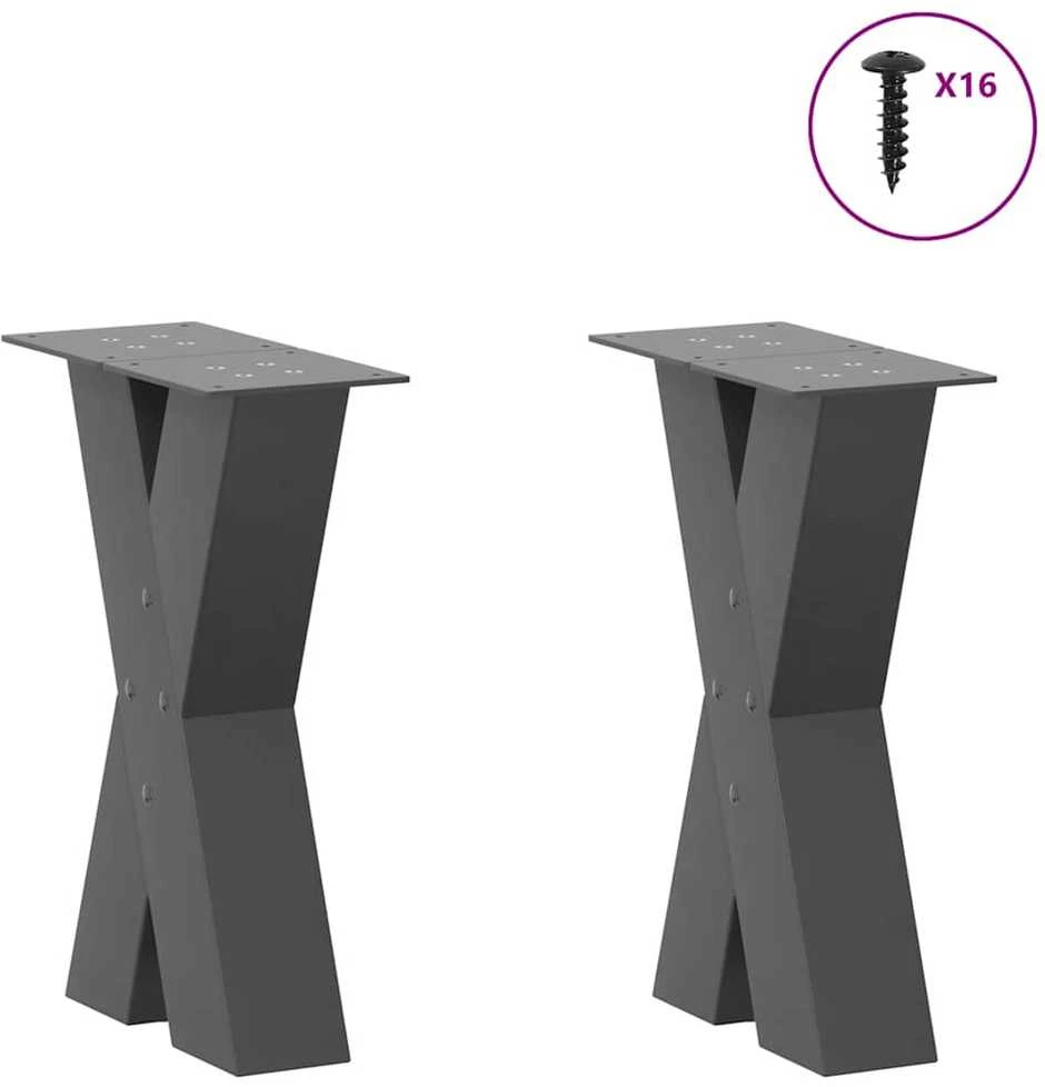 Kavos staliuko kojelės, 2 vnt., antracito spalvos, 38x(42-43) cm, plienas