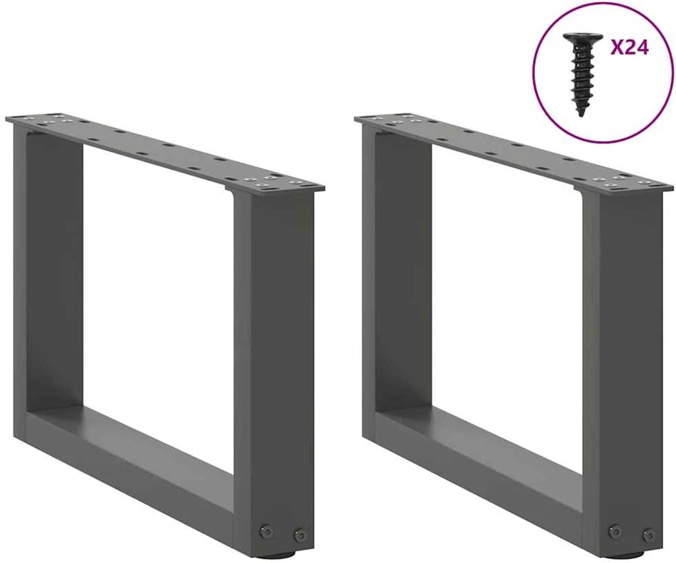 Kavos staliuko kojelės, 2 vnt., antracito spalvos, 50x(30-31) cm, plienas