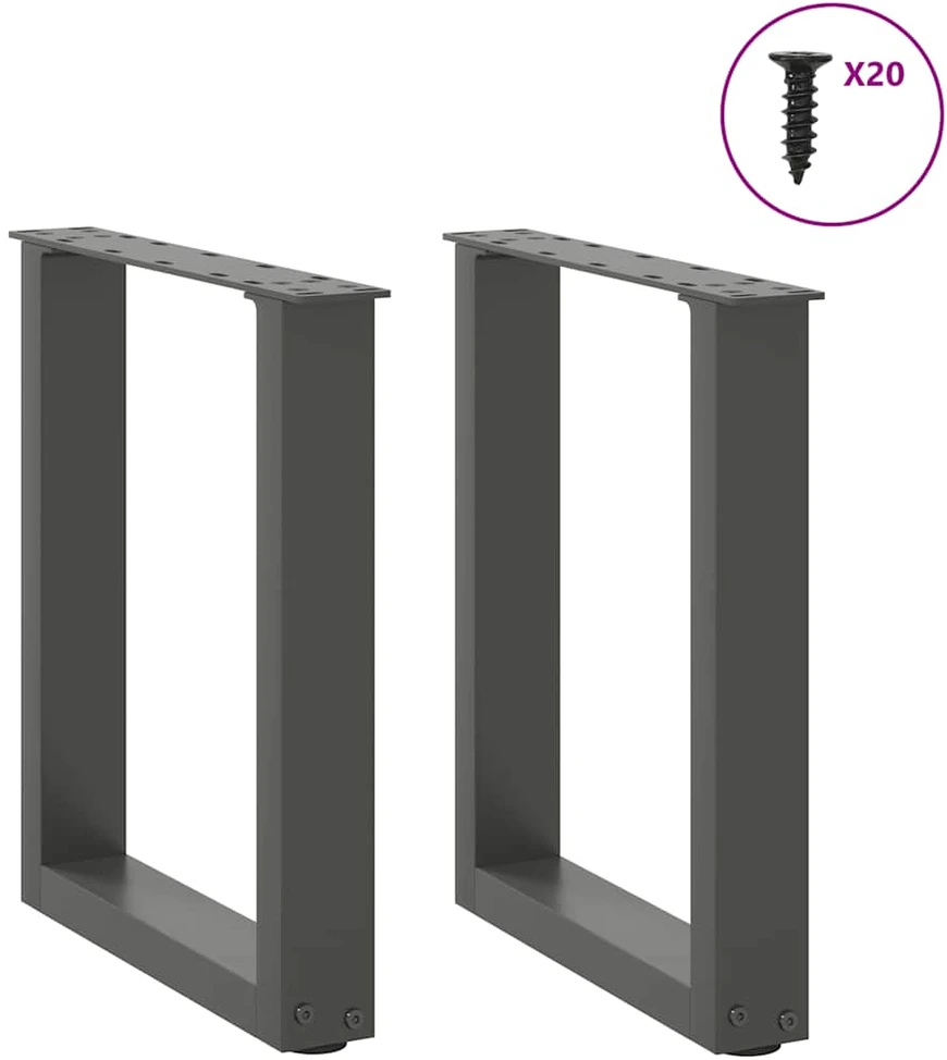 Kavos staliuko kojelės, 2 vnt., antracito spalvos, 38x(42-43) cm, plienas