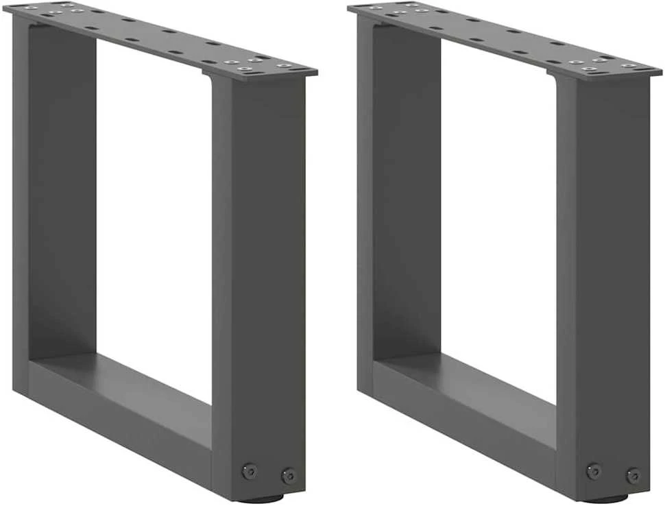 Kavos staliuko kojelės, 2 vnt., antracito spalvos, 40x(30-31) cm, plienas, U formos
