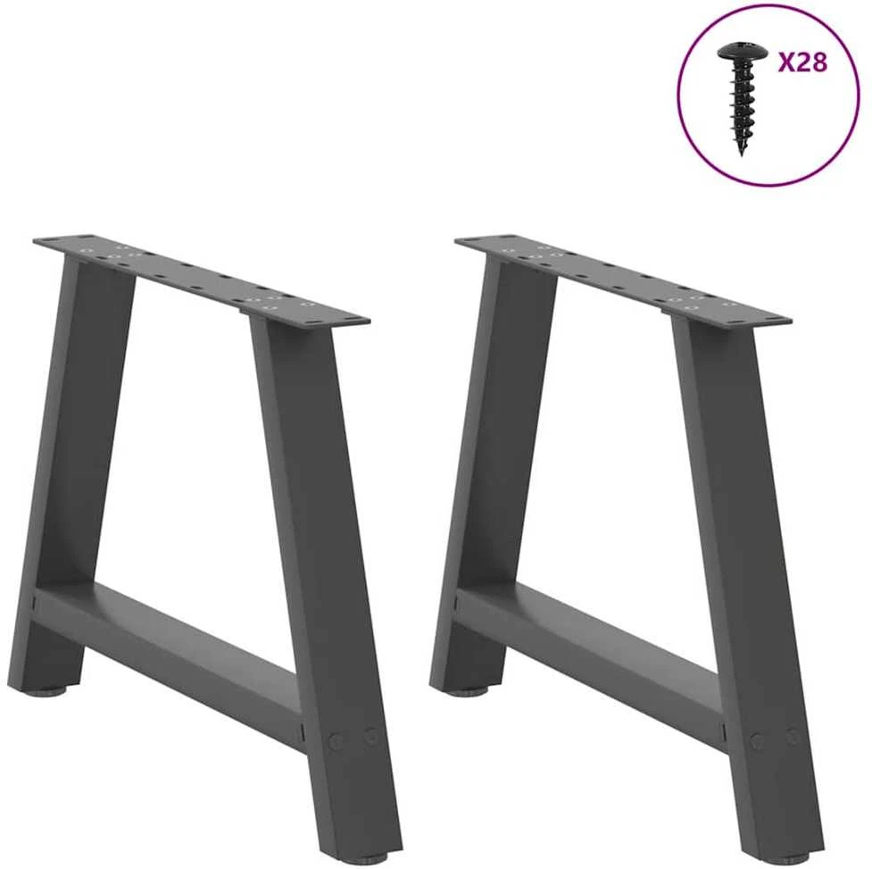 Kavos staliuko kojelės, 2 vnt., antracito spalvos, 70x(42-43) cm, plienas