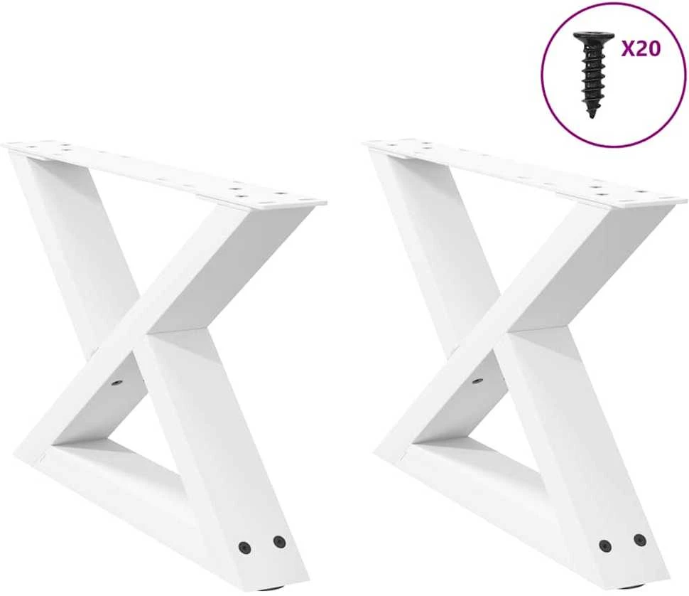Kavos staliuko kojelės, 2 vnt., baltos, 60x(30-31,3) cm, plienas