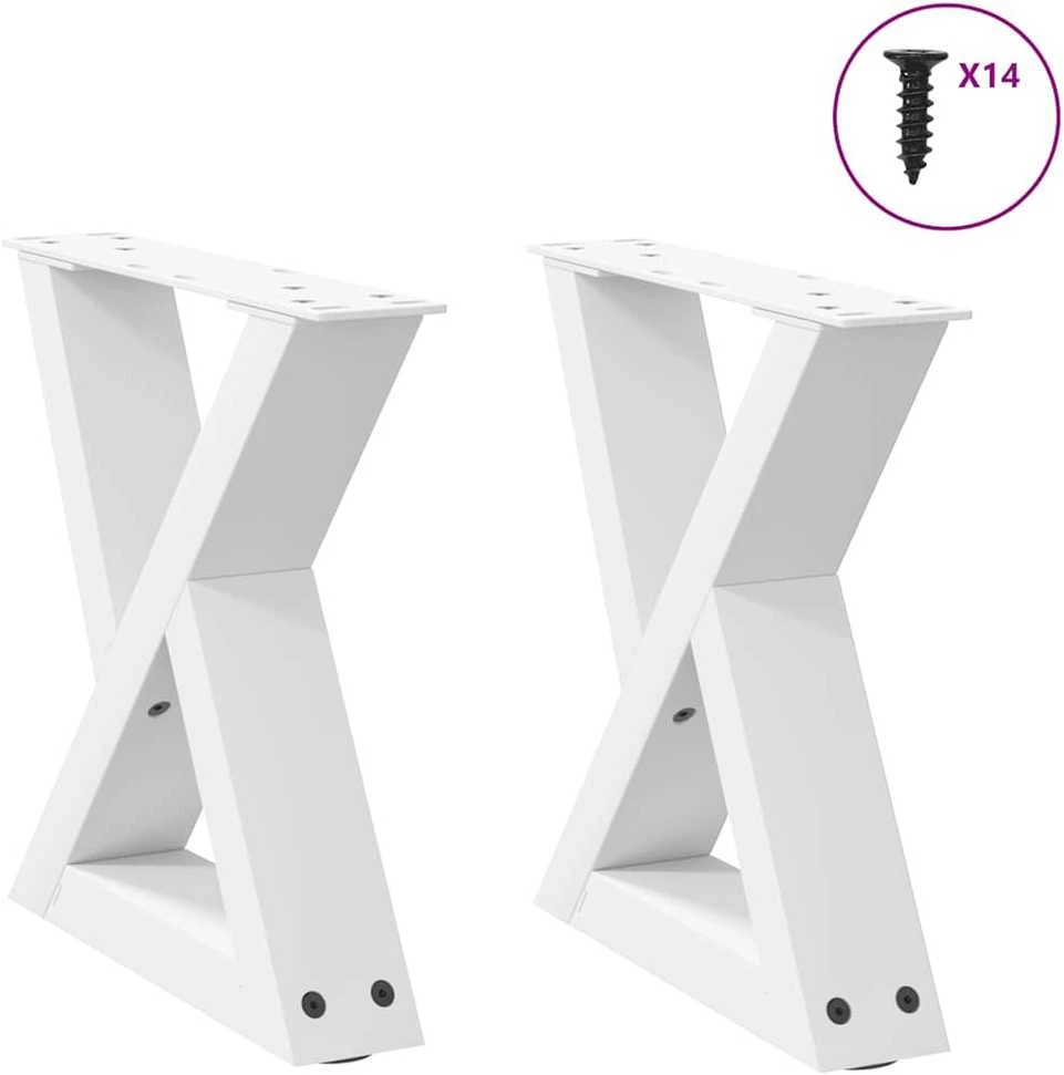 Kavos staliuko kojelės, 2 vnt., baltos, 30x(30-31,3) cm, plienas