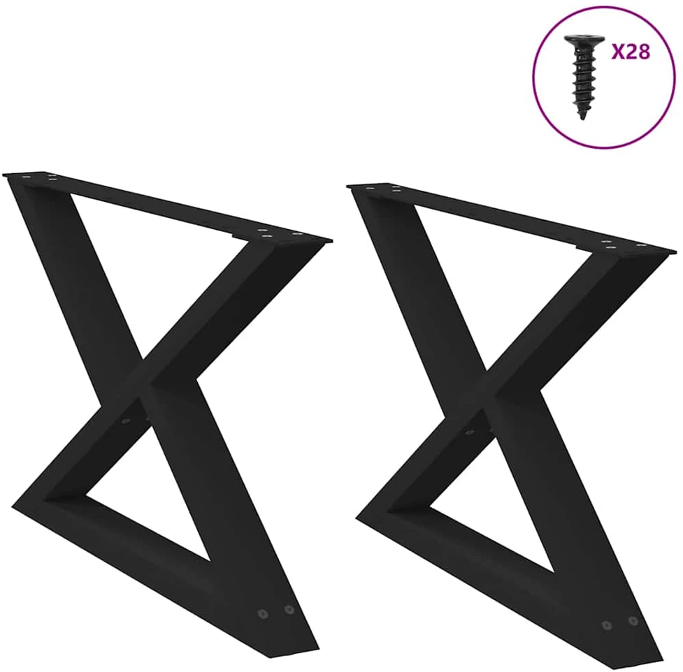Kavos staliuko kojelės, 2 vnt., juodos, 70x(42-43,3) cm, plienas