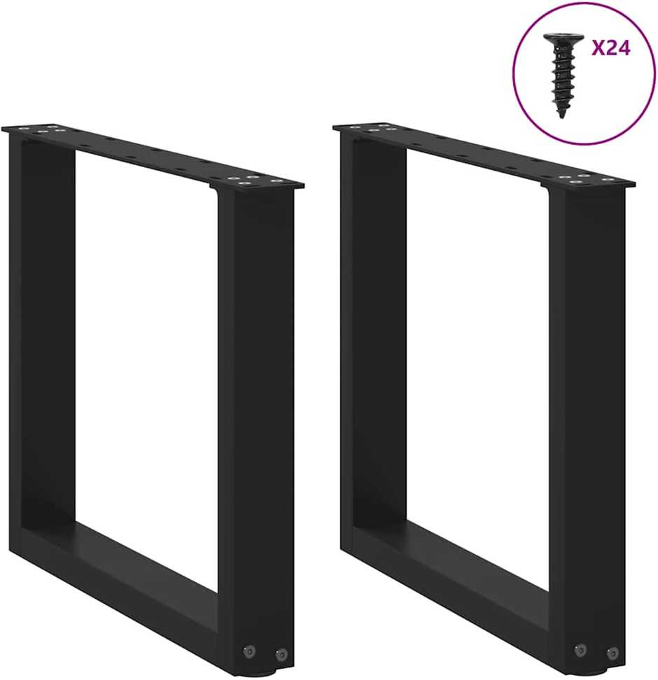 Kavos staliuko kojelės, 2 vnt., juodos, 50x(42-43) cm, plienas, U formos