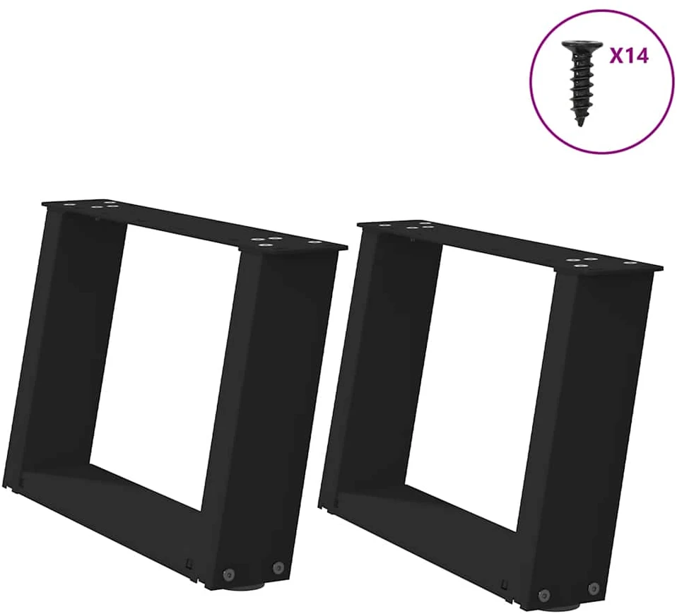 Kavos staliuko kojelės, U formos, 2 vnt., juoda, 40x(30-31)cm