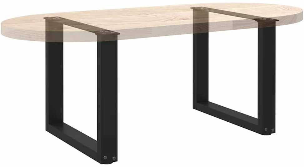 Kavos staliuko kojelės, 2 vnt., juodos, 50x(42-43) cm, plienas, U formos