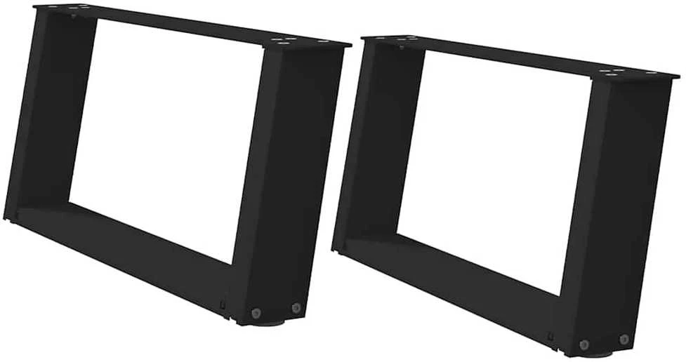Kavos staliuko kojelės, U formos, 2 vnt., juoda, 70x(30-31)cm