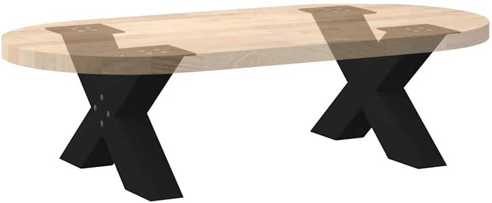 Kavos staliuko kojelės, 2 vnt., juodos, 60x(30-31) cm, plienas, X formos