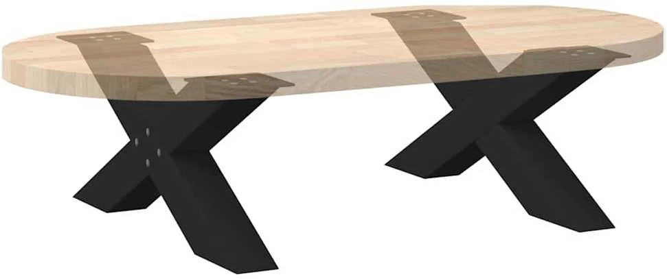 Kavos staliuko kojelės, 2 vnt., juodos, 70x(30-31) cm, plienas, X formos