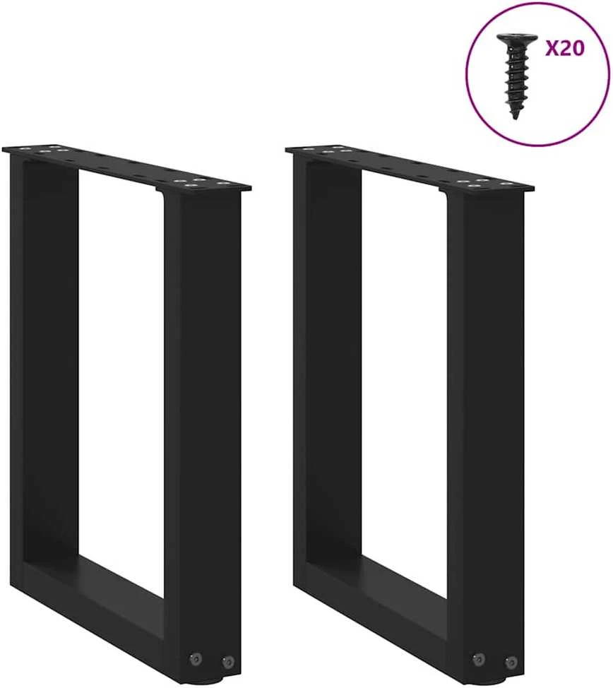 Kavos staliuko kojelės, 2 vnt., juodos, 38x(42-43) cm, plienas, U formos