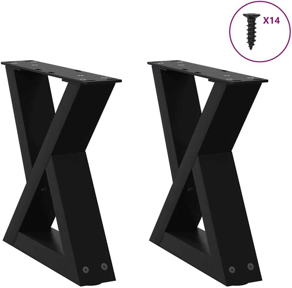 Kavos staliuko kojelės, 2 vnt., juodos, 30x(30-31,3) cm, plienas