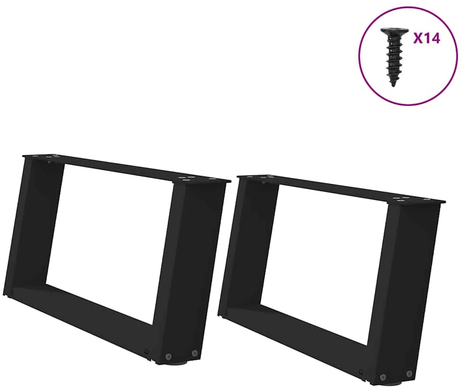 Kavos staliuko kojelės, U formos, 2 vnt., juoda, 60x(30-31)cm