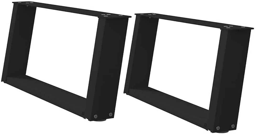 Kavos staliuko kojelės, U formos, 2 vnt., juoda, 60x(30-31)cm