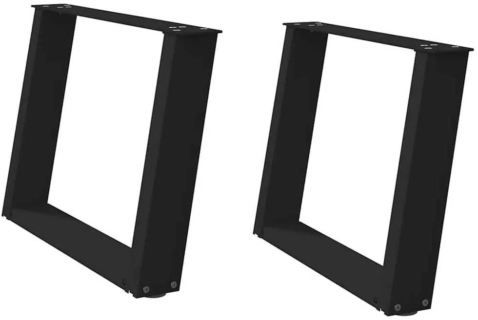 Kavos staliuko kojelės, U formos, 2 vnt., juoda, 70x(42-43) cm