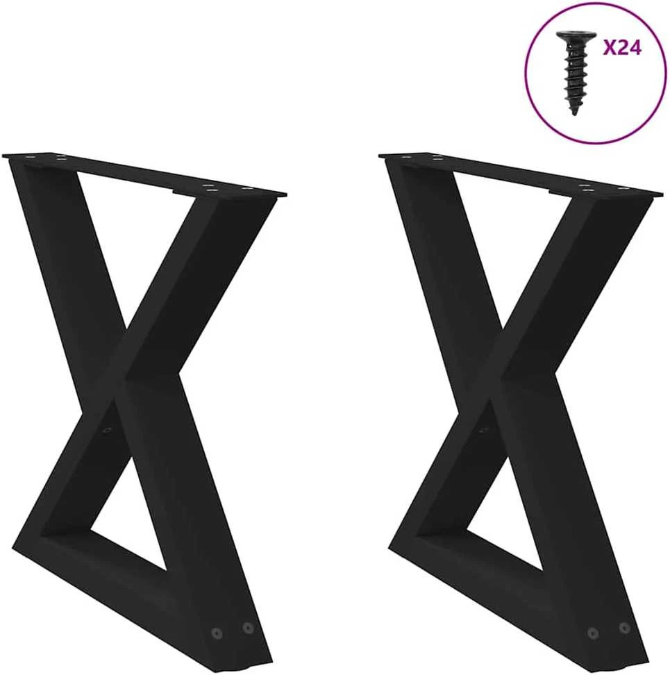 Kavos staliuko kojelės, 2 vnt., juodos, 60x(42-43,3) cm, plienas