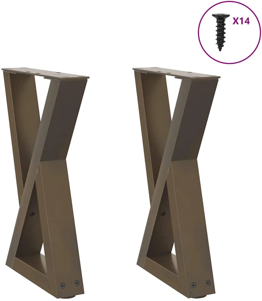 Kavos staliuko kojelės, 2 vnt., natūralus plienas, 38x(42-43,3) cm, plienas