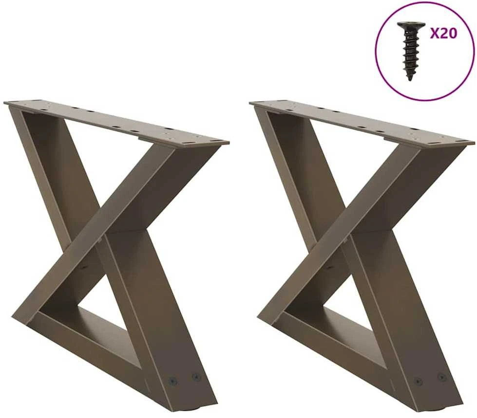 Kavos staliuko kojelės, 2 vnt., natūralus plienas, 50x(30-31,3) cm, plienas