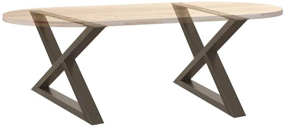 Kavos staliuko kojelės, 2 vnt., natūralus plienas, 70x(42-43,3) cm, plienas