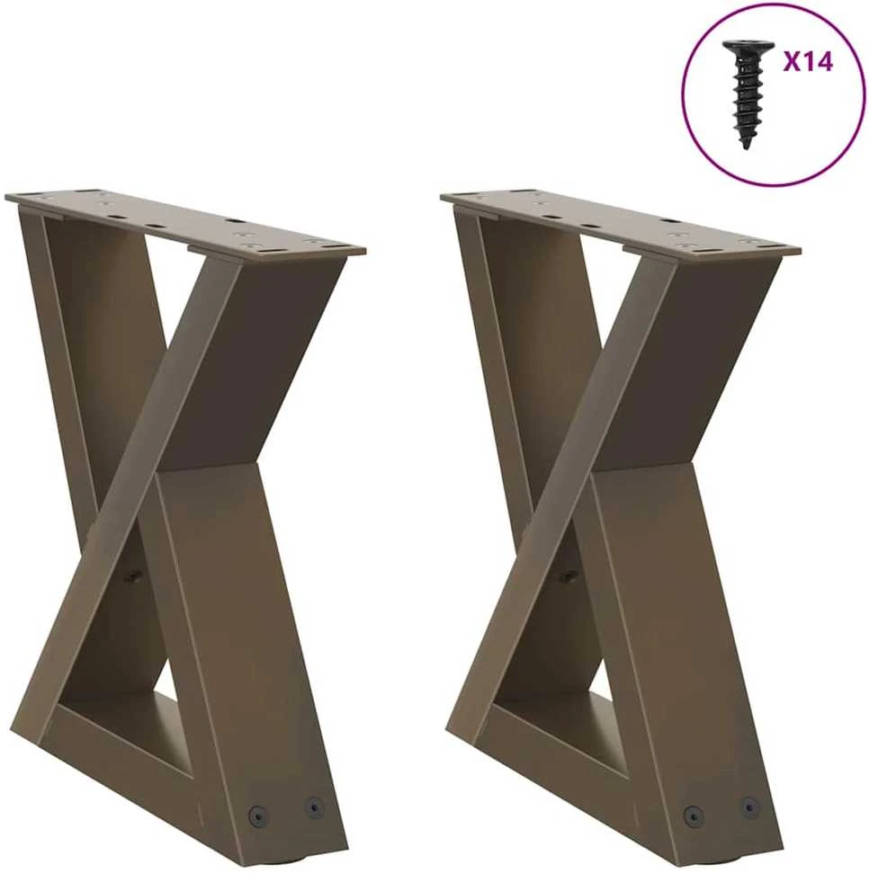 Kavos staliuko kojelės, 2 vnt., natūralus plienas, 30x(30-31,3) cm, plienas