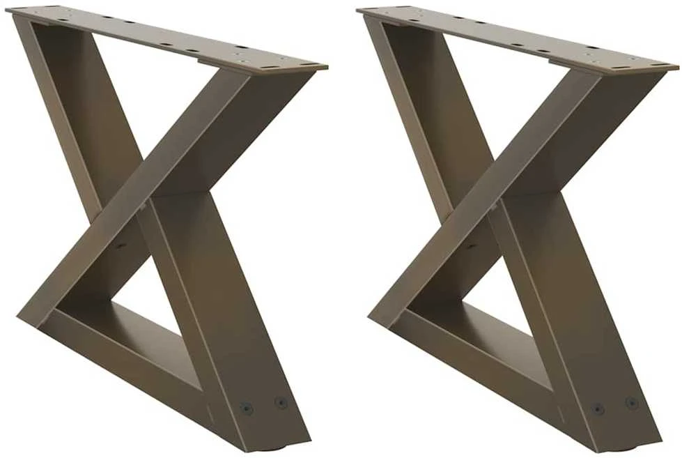 Kavos staliuko kojelės, 2 vnt., natūralus plienas, 50x(30-31,3) cm, plienas