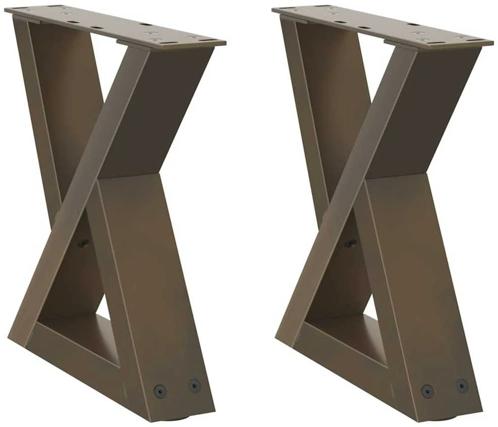 Kavos staliuko kojelės, 2 vnt., natūralus plienas, 40x(30-31,3) cm, plienas