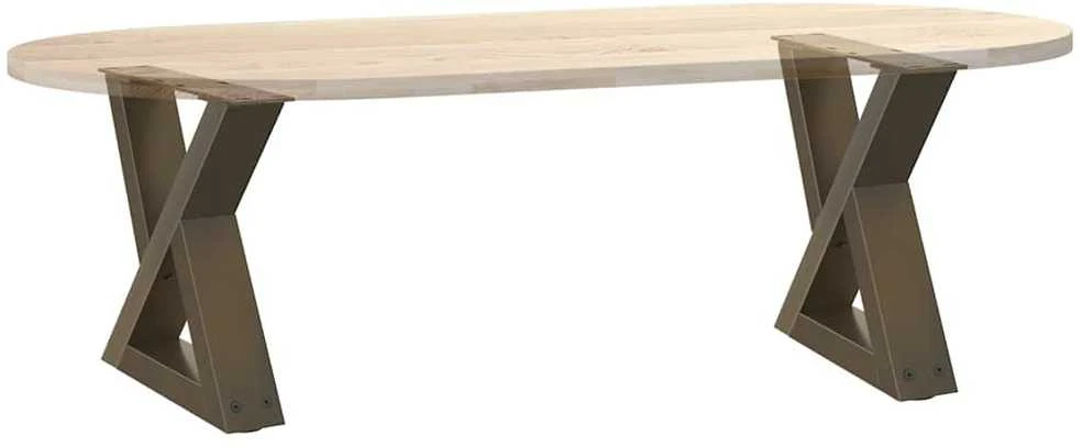 Kavos staliuko kojelės, 2 vnt., natūralus plienas, 40x(30-31,3) cm, plienas