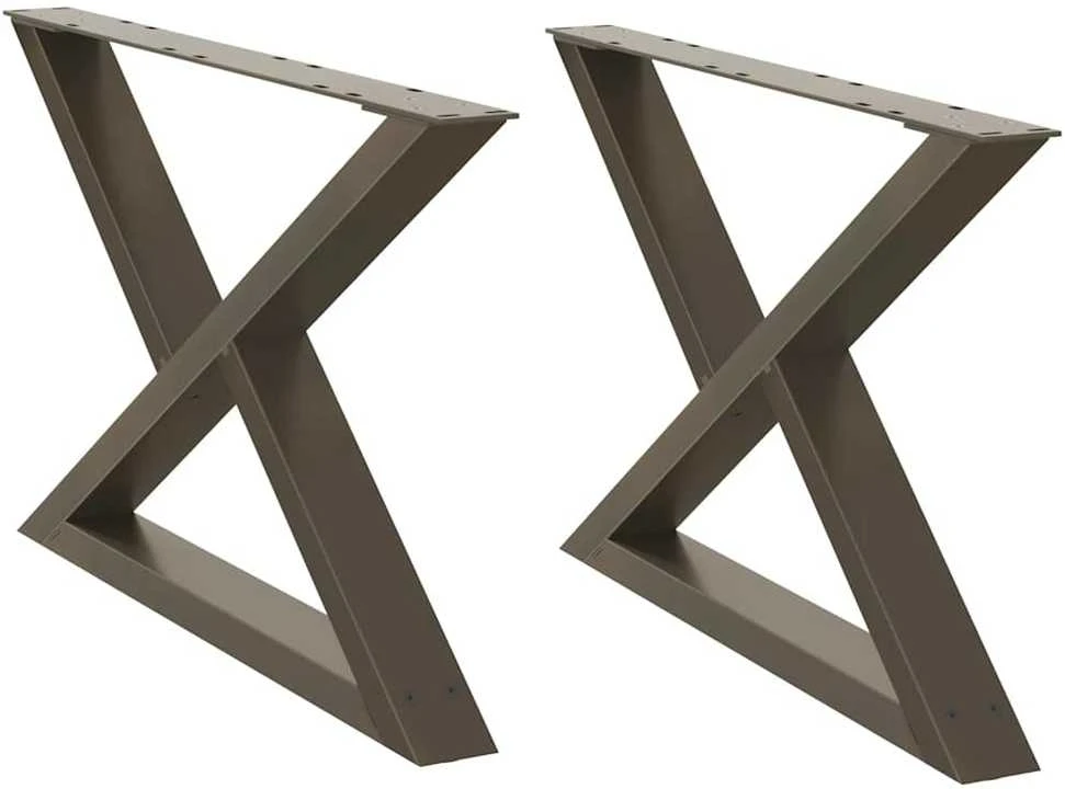Kavos staliuko kojelės, 2 vnt., natūralus plienas, 70x(42-43,3) cm, plienas