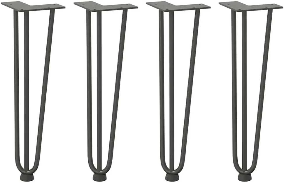Kavos staliuko kojelės, 4 vnt., antracito spalvos, 42 cm, plienas, segtukai