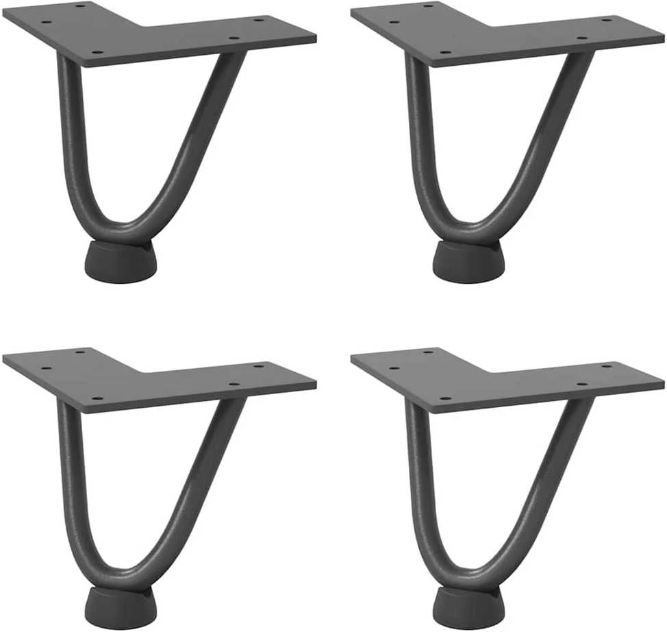 Kavos staliuko kojelės, 4 vnt., antracito spalvos, 10 cm, plienas, segtukai