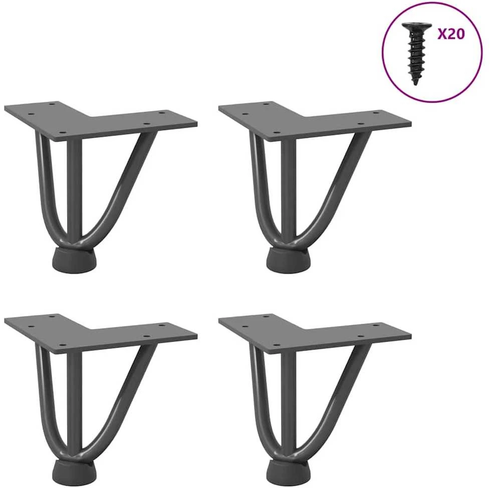 Kavos staliuko kojelės, 4 vnt., antracito spalvos, 10 cm, plienas, segtukai