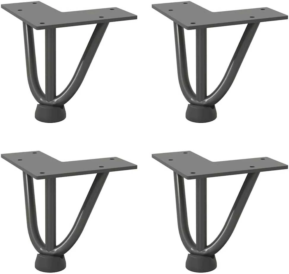 Kavos staliuko kojelės, 4 vnt., antracito spalvos, 10 cm, plienas, segtukai