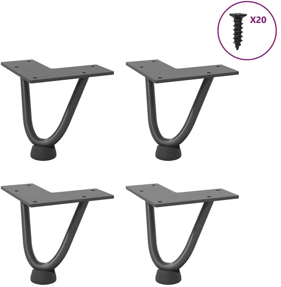 Kavos staliuko kojelės, 4 vnt., antracito spalvos, 10 cm, plienas, segtukai