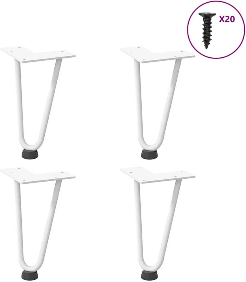 Kavos staliuko kojelės, 4 vnt., baltos, 20 cm, plienas, segtukai