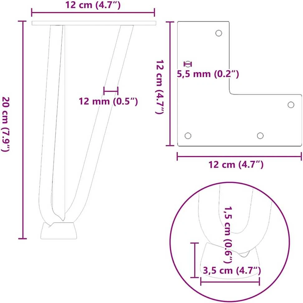 Kavos staliuko kojelės, 4 vnt., baltos, 20 cm, plienas, segtukai