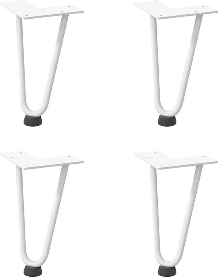 Kavos staliuko kojelės, 4 vnt., baltos, 20 cm, plienas, segtukai