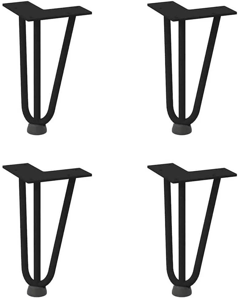 Kavos staliuko kojelės, 4 vnt., juodos, 20 cm, plienas, segtukai