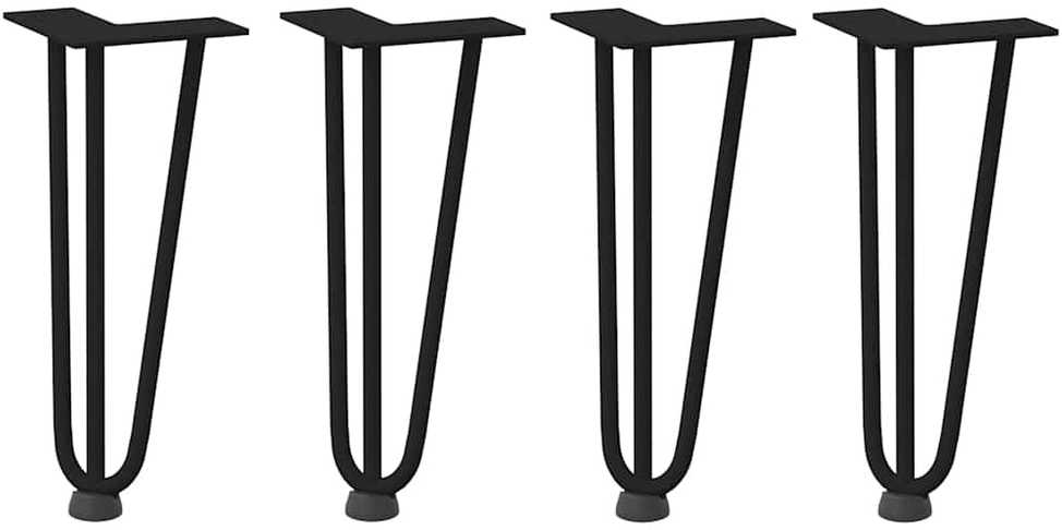 Kavos staliuko kojelės, 4 vnt., juodos, 30 cm, plienas, segtukai