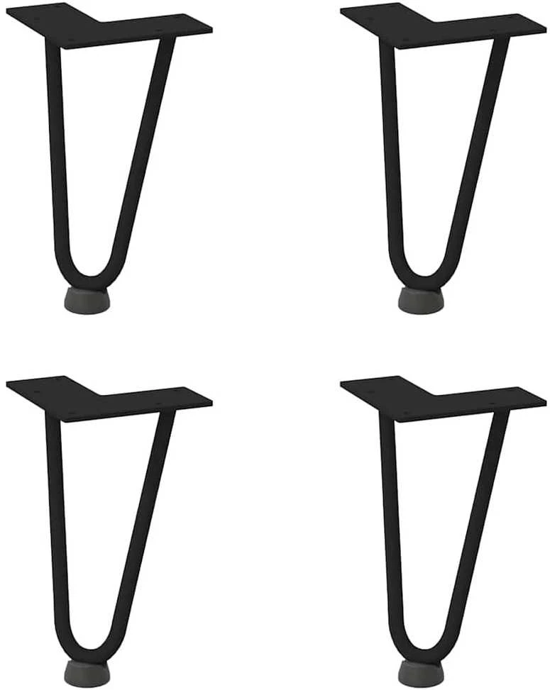 Kavos staliuko kojelės, 4 vnt., juodos, 20 cm, plienas, segtukai