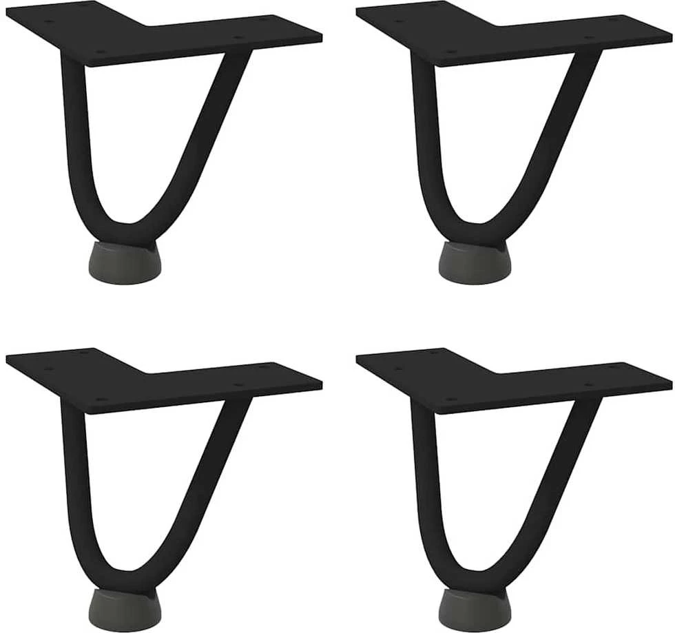 Kavos staliuko kojelės, 4 vnt., juodos, 10 cm, plienas, segtukai